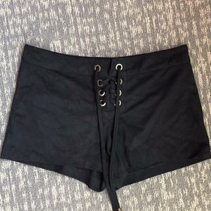 Velvet Lace-up Shorts